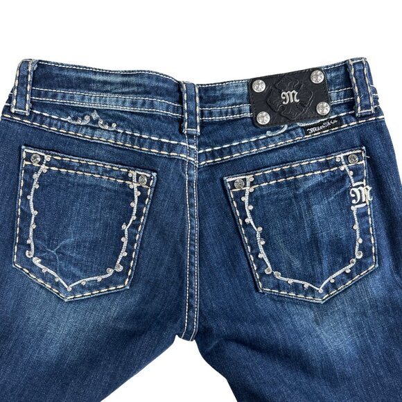 Miss Me Women's Boot Cut Distressed Indigo Selvedge Jeans, Size 31 (JW5161B2) - Picture 9 of 16
